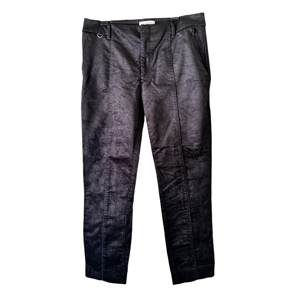 Anthropologie The Essential Slim Black velvet Pants Womens Size 4